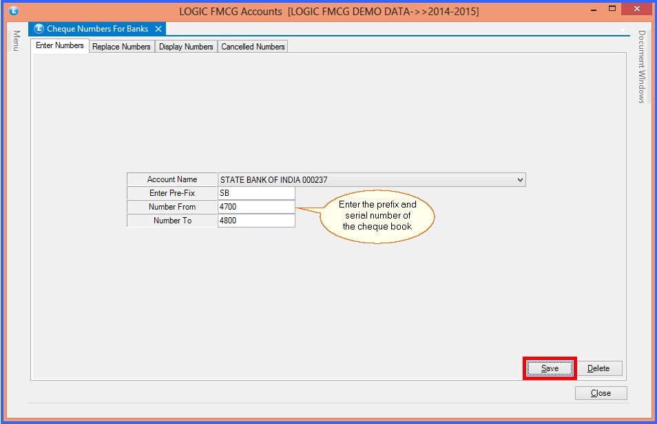 fmcg enter cheque no bank payments header 3